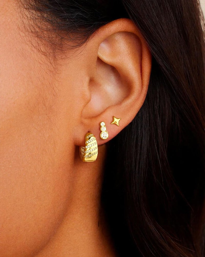 Rotnso Gold Hoop Earrings Set for Women Trendy, 14K Gold Plated Chunky Hypoallergenic Small Diamond Cartilage Hoops Cute Cubic Zirconia Dangle Stud Earrings Jewelry Gifts - Image 4